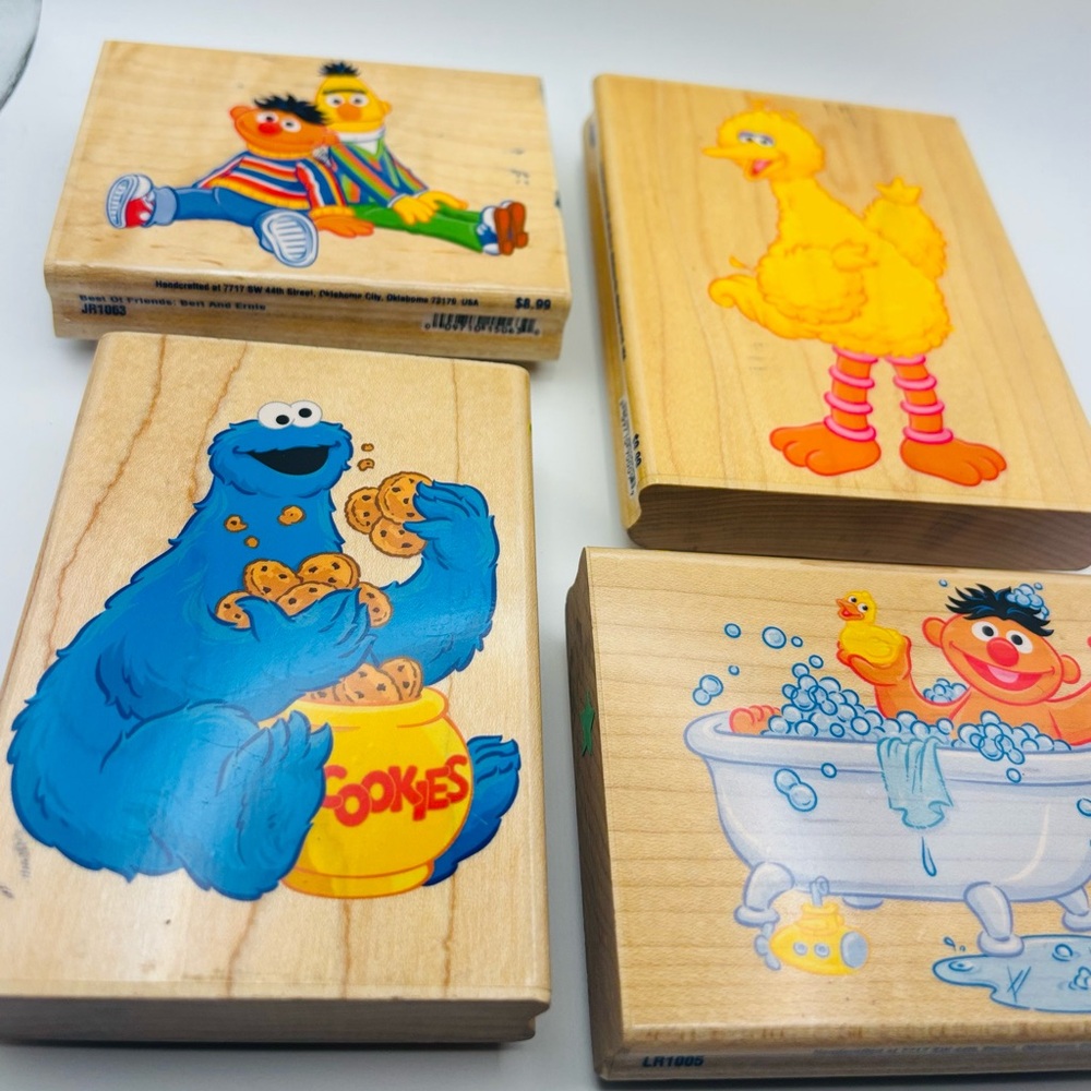 Y2K Sesame Street Wooden Stamps Set – Fun, Colorful, Great Condition - Picture 5 of 14